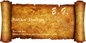 Batka Ibolya névjegykártya
